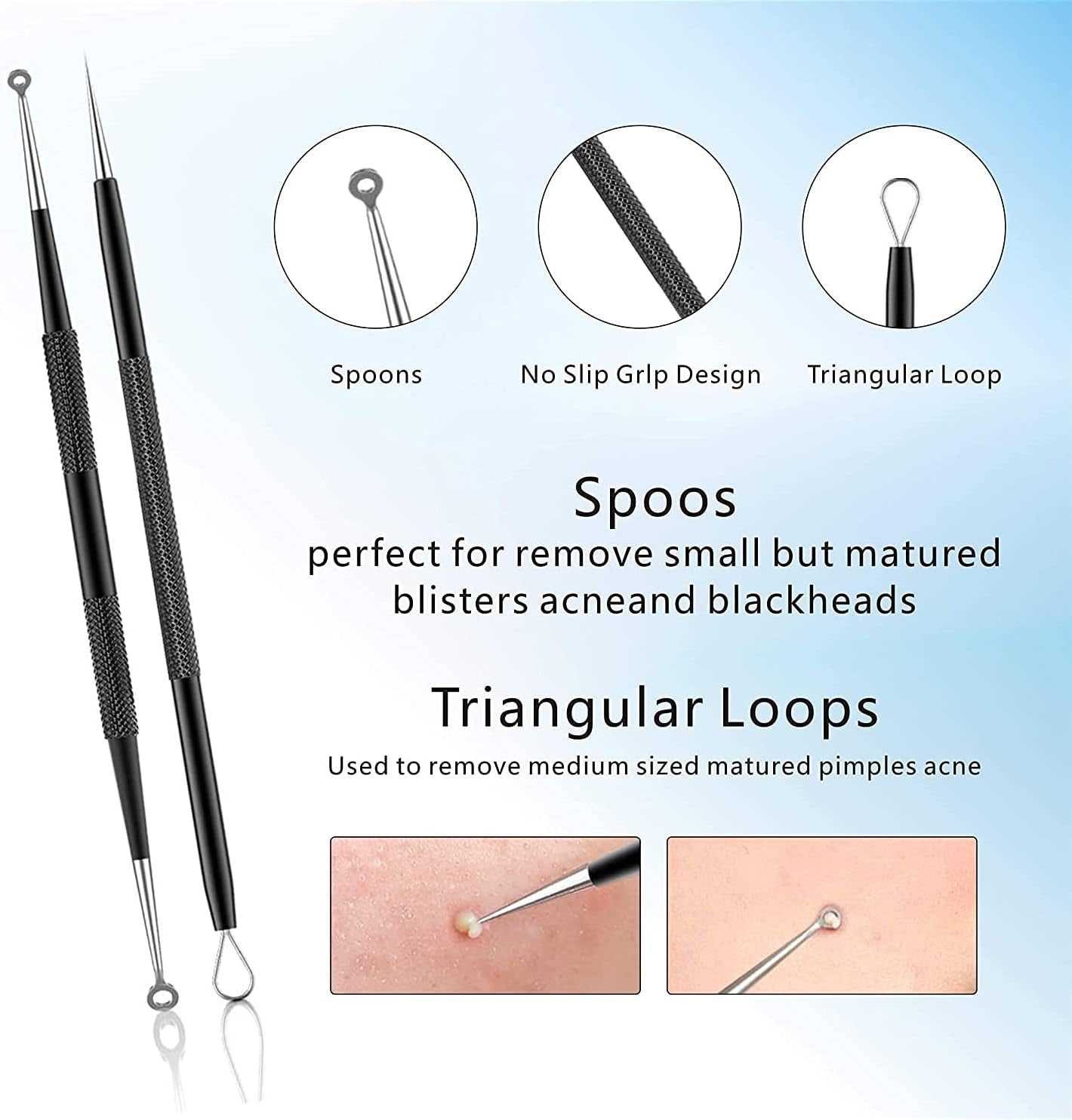 Pimple Popper Tool Kit 11 Pcs, Blackhead Remover Pimple Extractor Tools with Metal Case for Quick and Easy Removal of Blackheads,Pimples,Whiteheads,Zit Popper,Forehead,Facial and Nose (Black)