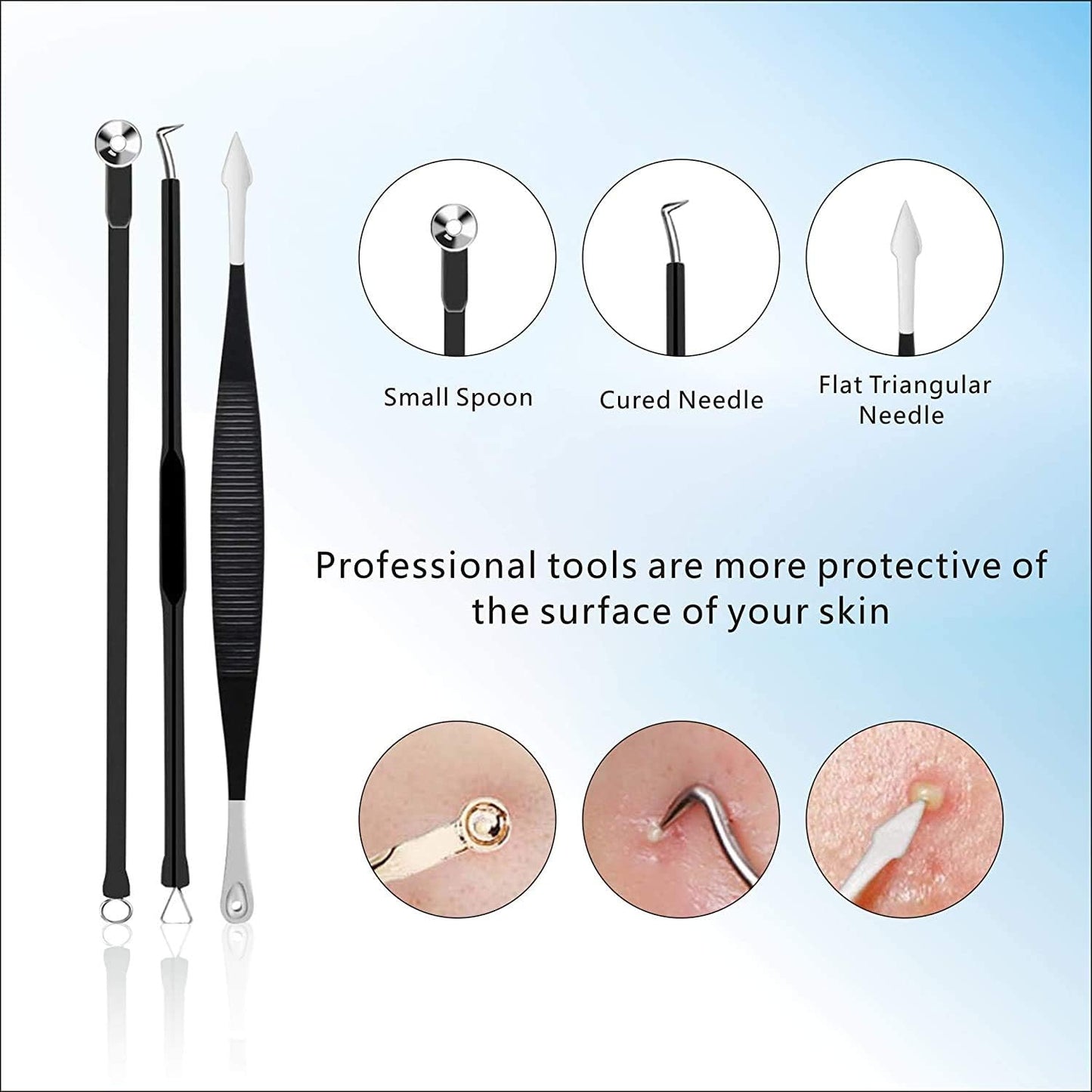 Pimple Popper Tool Kit 11 Pcs, Blackhead Remover Pimple Extractor Tools with Metal Case for Quick and Easy Removal of Blackheads,Pimples,Whiteheads,Zit Popper,Forehead,Facial and Nose (Black)