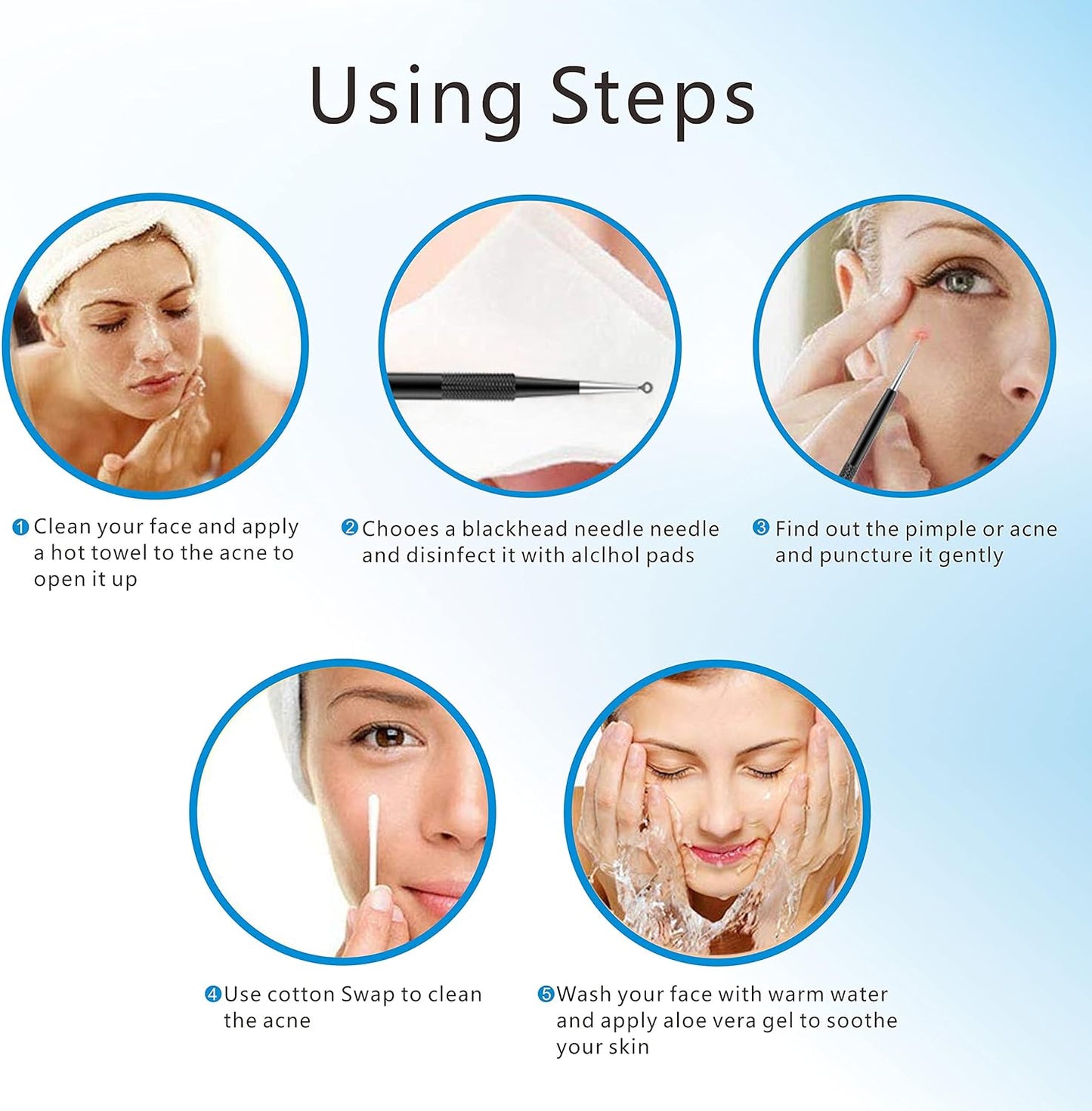 Pimple Popper Tool Kit 11 Pcs, Blackhead Remover Pimple Extractor Tools with Metal Case for Quick and Easy Removal of Blackheads,Pimples,Whiteheads,Zit Popper,Forehead,Facial and Nose (Black)